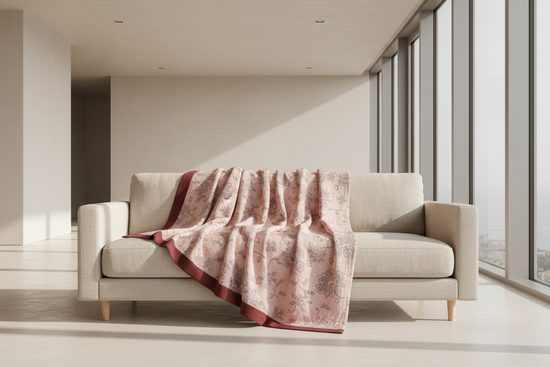 Soft Cotton Floral Throw Blanket - Lightweight Cozy Accent for Home Decor - Elden Home