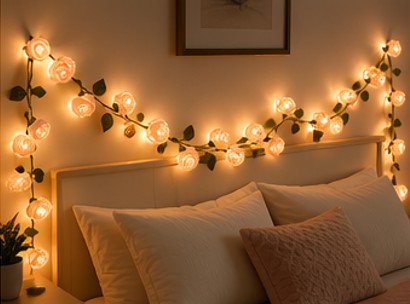 LED Rose String Lights – Warm and Cozy Decorative Lighting for Bedroom and Events - Elden Home