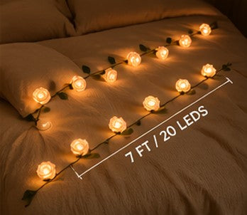 LED Rose String Lights – Warm and Cozy Decorative Lighting for Bedroom and Events - Elden Home
