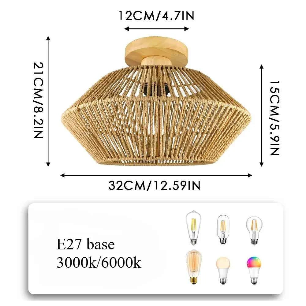 Warm Glow Rattan Ceiling Light - Stylish and Cozy Illumination - Elden Home