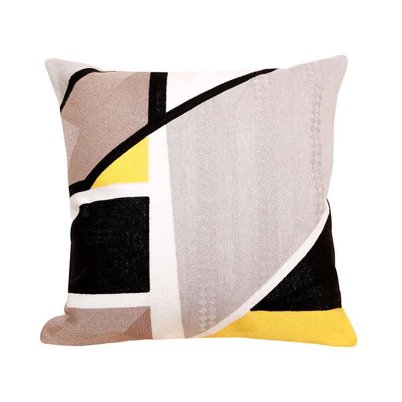 Minimalist Geometric Throw Pillow - Elegant Embroidered Design - Elden Home