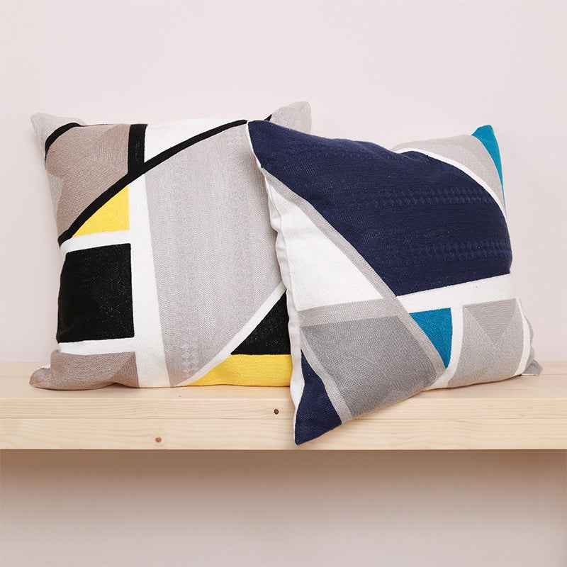 Minimalist Geometric Throw Pillow - Elegant Embroidered Design - Elden Home